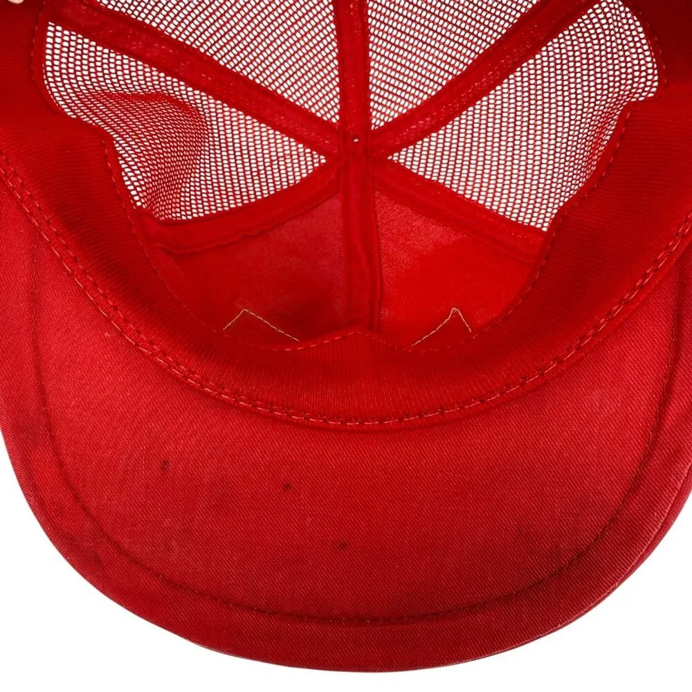 VTG Genuine Budweiser Racing Trucker Hat Red Mesh Snapback Patch Flat Bill USA - Picture 7 of 9